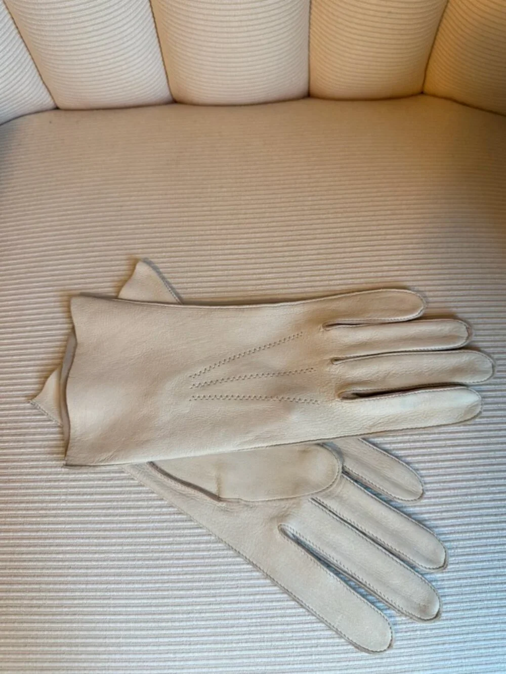 Vintage Cream Deerskin Leather Dress Gloves | Soft Grain Size 7